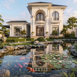 Mẫu biệt thự 2 tầng 4 phòng ngủ tân cổ điển mái nhật 126m2 (9x14m) BT2460