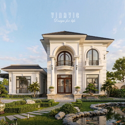 Mẫu biệt thự 2 tầng 4 phòng ngủ tân cổ điển mái nhật 126m2 (9x14m) BT2460