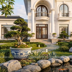 Mẫu biệt thự 2 tầng 4 phòng ngủ tân cổ điển mái nhật 126m2 (9x14m) BT2460