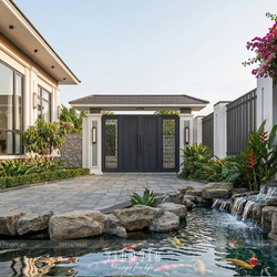 Mẫu thiết kế nhà 1 tầng hiện đại mái nhật chữ L 4 phòng ngủ 18x13m NP2365