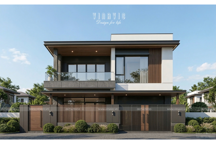Mẫu nhà phố 2 tầng đẹp hiện đại mặt tiền 8m x 8m NP2366