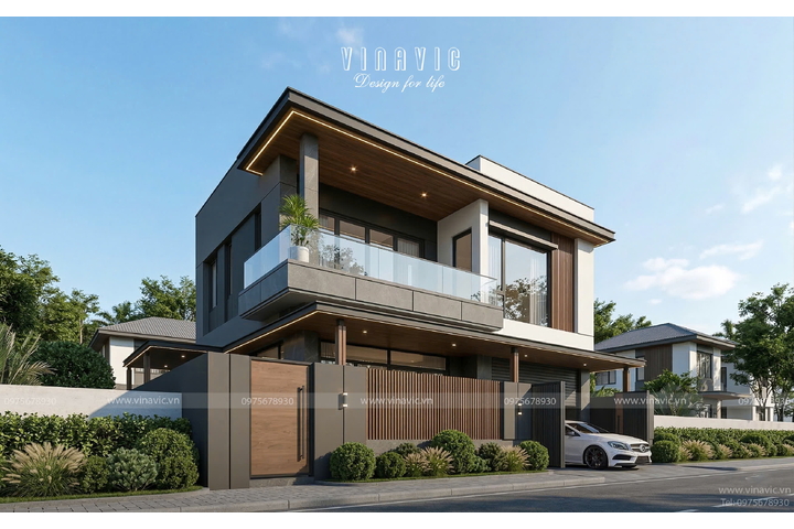 Mẫu nhà phố 2 tầng đẹp hiện đại mặt tiền 8m x 8m NP2366