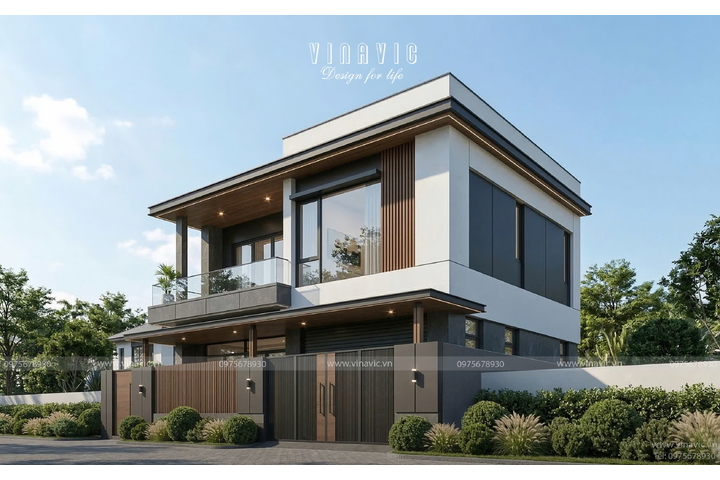 Mẫu nhà phố 2 tầng đẹp hiện đại mặt tiền 8m x 8m NP2366