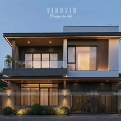 Mẫu nhà phố 2 tầng đẹp hiện đại mặt tiền 8m x 8m NP2366