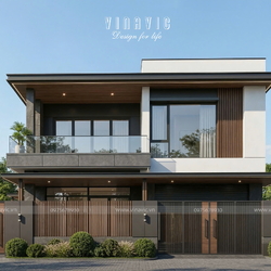 Mẫu nhà phố 2 tầng đẹp hiện đại mặt tiền 8m x 8m NP2366