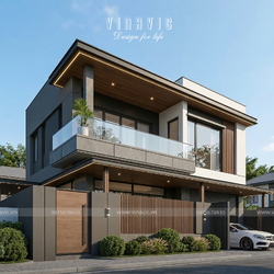 Mẫu nhà phố 2 tầng đẹp hiện đại mặt tiền 8m x 8m NP2366
