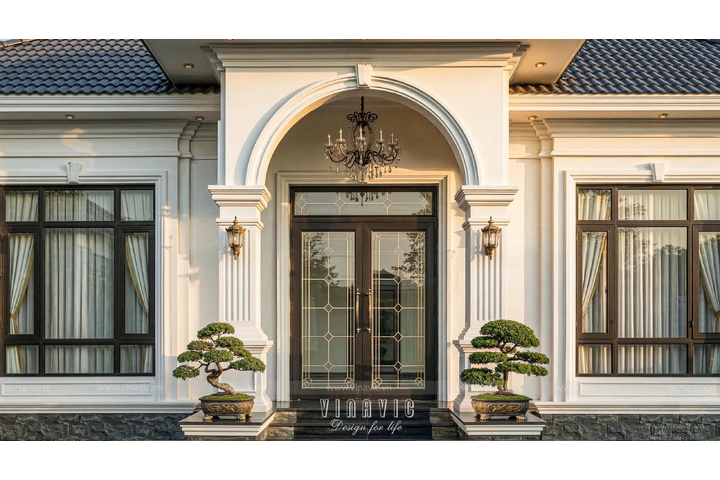 Mẫu thiết kế biệt thự 1 tầng 3 phòng ngủ Tân Cổ Điển 14x9m BT2461