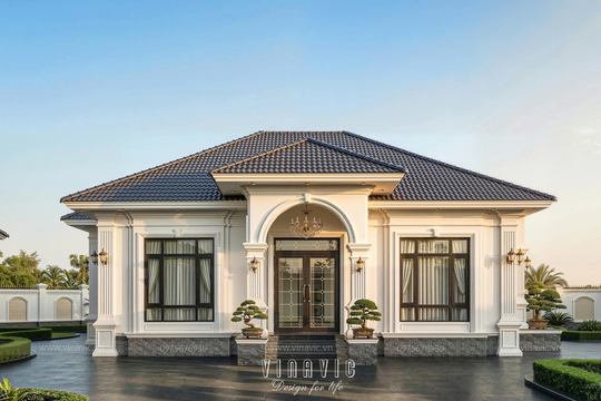 Mẫu thiết kế biệt thự 1 tầng 3 phòng ngủ Tân Cổ Điển 14x9m BT2461