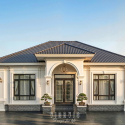 Mẫu thiết kế biệt thự 1 tầng 3 phòng ngủ Tân Cổ Điển 14x9m BT2461