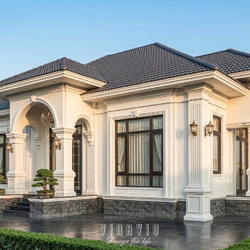 Mẫu thiết kế biệt thự 1 tầng 3 phòng ngủ Tân Cổ Điển 14x9m BT2461