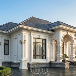 Mẫu thiết kế biệt thự 1 tầng 3 phòng ngủ Tân Cổ Điển 14x9m BT2461