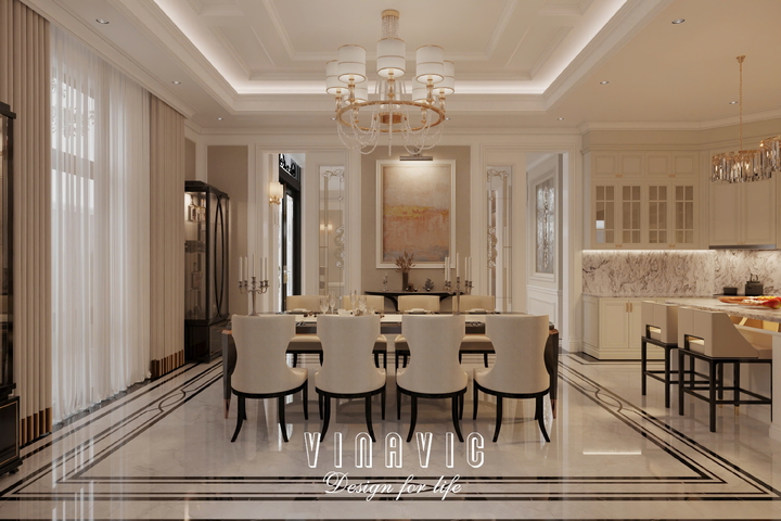 Nội thất tân cổ điển biệt thự 2 tầng 17mx10m (Mrs Thủy - Bắc Ninh) NT2366