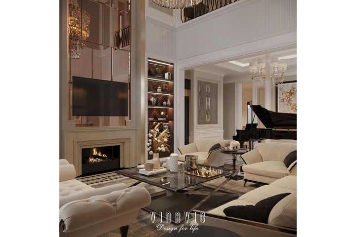 Nội thất tân cổ điển biệt thự 2 tầng 17mx10m (Mrs Thủy - Bắc Ninh) NT2366