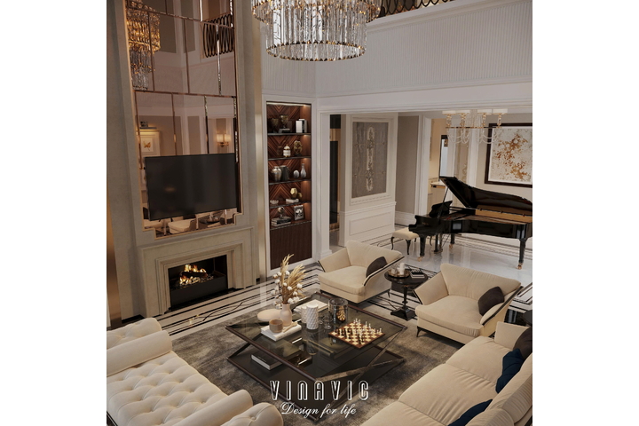 Nội thất tân cổ điển biệt thự 2 tầng 17mx10m (Mrs Thủy - Bắc Ninh) NT2366