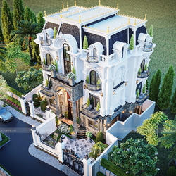 Thiết kế kiến trúc biệt thự 4 tầng tân cổ điển 14x9m BT2462