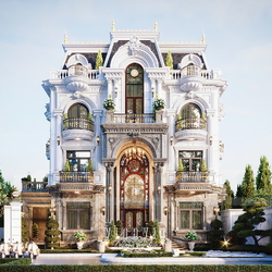 Thiết kế kiến trúc biệt thự 4 tầng tân cổ điển 14x9m BT2462