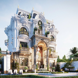 Thiết kế kiến trúc biệt thự 4 tầng tân cổ điển 14x9m BT2462