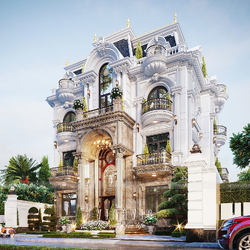 Thiết kế kiến trúc biệt thự 4 tầng tân cổ điển 14x9m BT2462