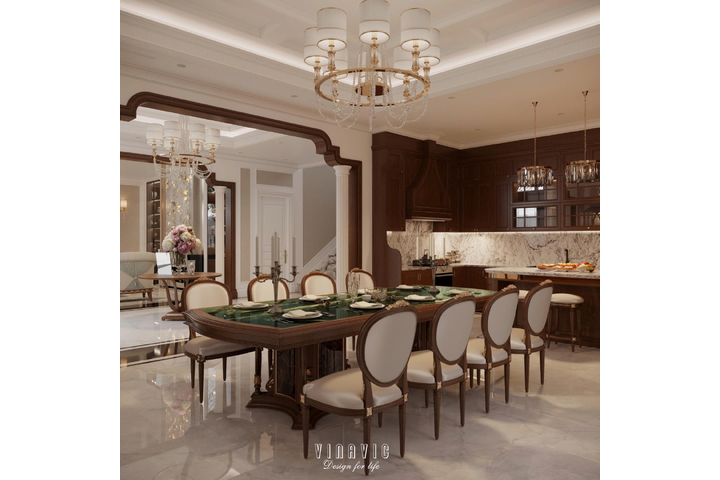 Thiết kế nội thất tân cổ điển biệt thự 2 tầng (CĐT Mrs Thủy - Bắc Ninh) NT2368