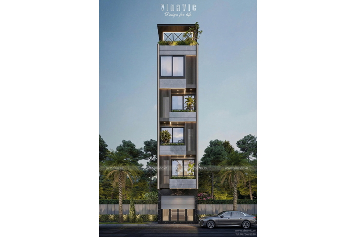 Mẫu thiết kế nhà phố 50m2 5 tầng 1 tum hiện đại (4x12m) NP2368