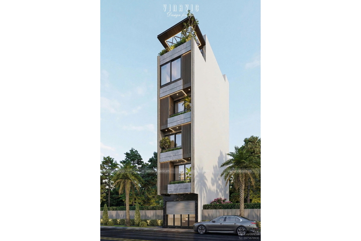 Mẫu thiết kế nhà phố 50m2 5 tầng 1 tum hiện đại (4x12m) NP2368
