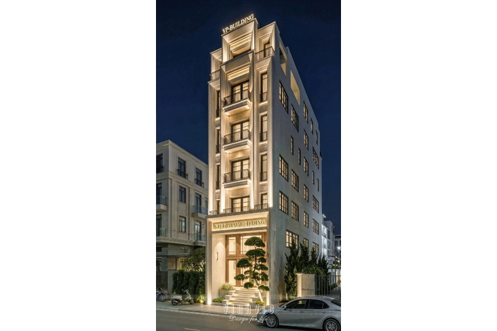 Mẫu thiết kế tòa nhà văn phòng & nhà ở hiện đại 6 tầng 1 tum 6x23m NP2367