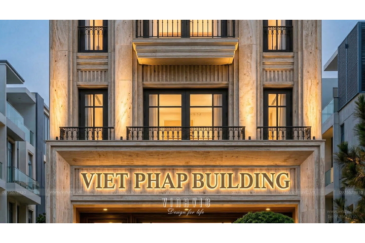 Mẫu thiết kế tòa nhà văn phòng & nhà ở hiện đại 6 tầng 1 tum 6x23m NP2367
