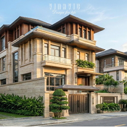 Mẫu biệt thự 4 tầng hiện đại mái nhật 5 phòng ngủ 12x15m BT2463