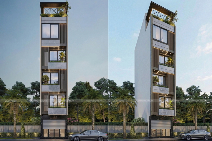 Mẫu thiết kế nhà phố 50m2 5 tầng 1 tum hiện đại (4x12m) NP2368