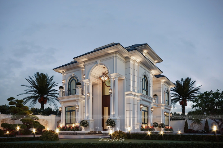 Thiết kế biệt thự 3 tầng tân cổ điển mặt tiền 10m sâu 14m (B' Villa) BT2466