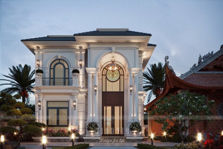 Thiết kế biệt thự 3 tầng tân cổ điển mặt tiền 10m sâu 14m (B' Villa) BT2466