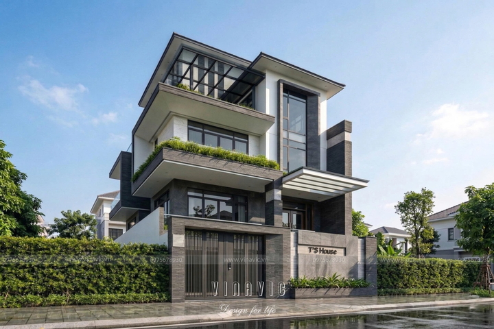 Thiết kế biệt thự đẹp hiện đại​ 150m2 4 tầng 1 tum (T'S Villa) BT2465