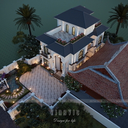 Thiết kế biệt thự 3 tầng tân cổ điển mặt tiền 10m sâu 14m (B' Villa) BT2466