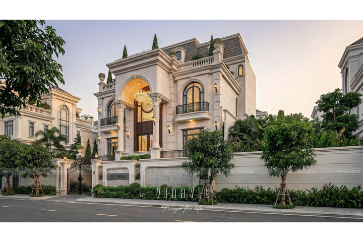 Thiết kế biệt thự tân cổ điển 4 tầng mái mansard 240m2 (D'S House) BT2467