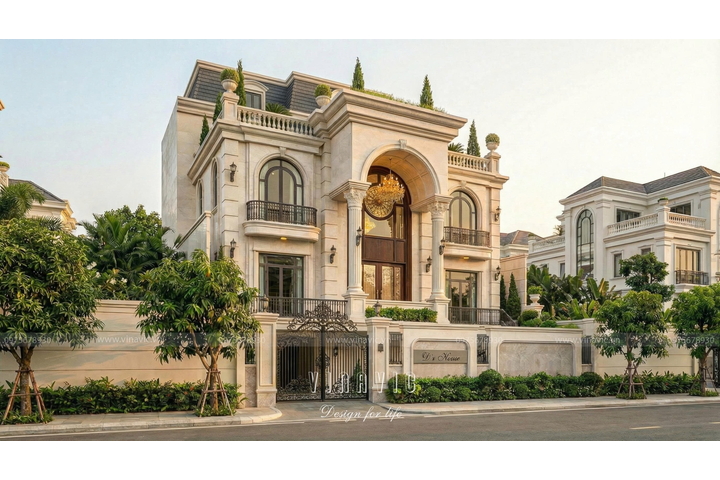 Thiết kế biệt thự tân cổ điển 4 tầng mái mansard 240m2 (D'S House) BT2467