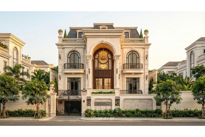 Thiết kế biệt thự tân cổ điển 4 tầng mái mansard 240m2 (D'S House) BT2467
