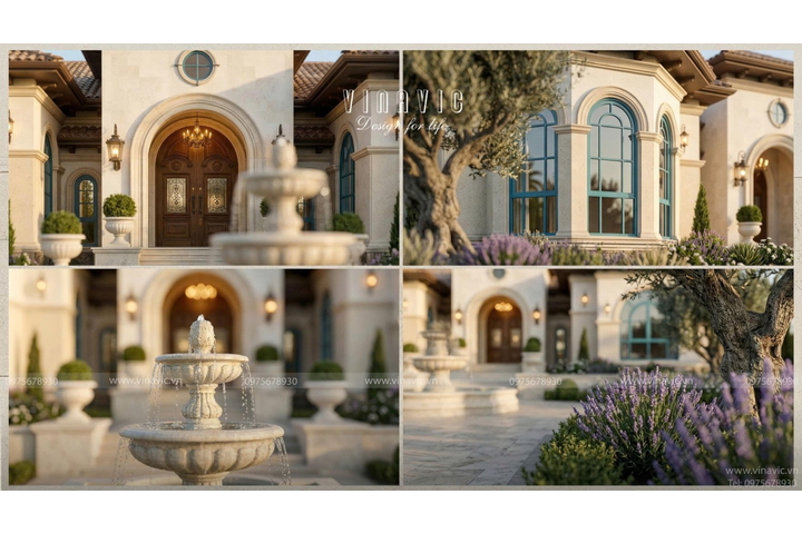 Mẫu nhà biệt thự vườn 1 tầng đẹp 330m2 kiểu Địa Trung Hải BT2468