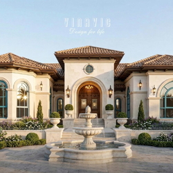 Mẫu nhà biệt thự vườn 1 tầng đẹp 330m2 kiểu Địa Trung Hải BT2468