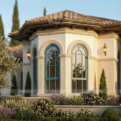 Mẫu nhà biệt thự vườn 1 tầng đẹp 330m2 kiểu Địa Trung Hải BT2468