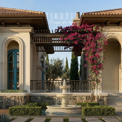 Mẫu nhà biệt thự vườn 1 tầng đẹp 330m2 kiểu Địa Trung Hải BT2468