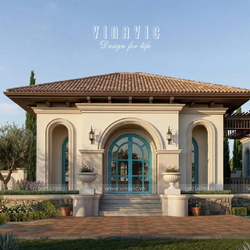 Mẫu nhà biệt thự vườn 1 tầng đẹp 330m2 kiểu Địa Trung Hải BT2468