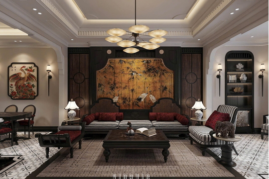 Nội thất nhà phố Indochine 4 tầng 1 tum 5x20m (CĐT Mr Trung - Nam Định) NT2370