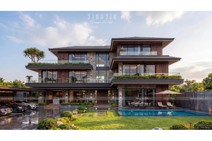 Biệt thự 3 tầng hiện đại 13x25m có hồ bơi sang trọng Huy’s Villa BT2470