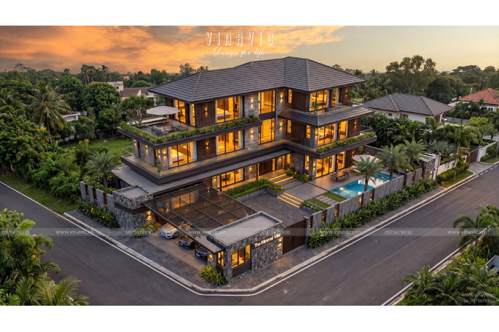 Biệt thự 3 tầng hiện đại 13x25m có hồ bơi sang trọng Huy’s Villa BT2470