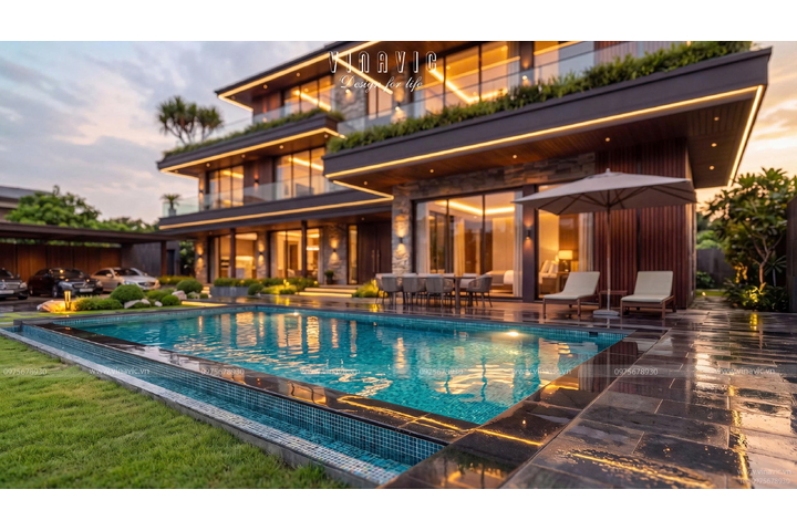 Biệt thự 3 tầng hiện đại 13x25m có hồ bơi sang trọng Huy’s Villa BT2470