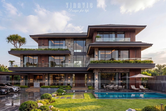 Biệt thự 3 tầng hiện đại 13x25m có hồ bơi sang trọng Huy’s Villa BT2470