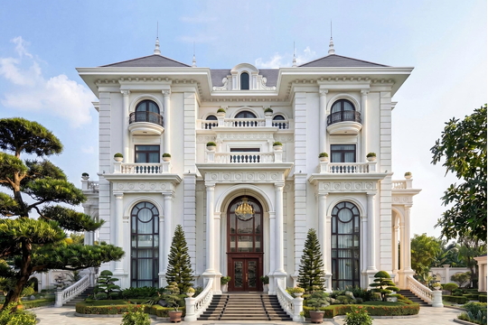 Mẫu biệt thự tân cổ điển 4 tầng kiểu Pháp có tầng hầm (25x14m) 350m2 Chung's Villa BT2479