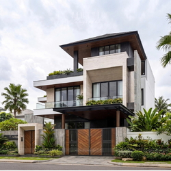 Biệt thự 3 tầng hiện đại chữ L mái Nhật (20x24m) 480m2 BT2483