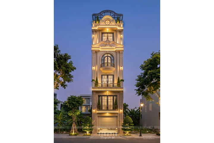 Mẫu thiết kế nhà phố kết hợp kinh doanh 5 tầng 1 tum (5x15m) 75m2 NP2369
