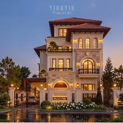 Thiết kế biệt thự Địa Trung Hải 3 tầng 1 tum 14x15m (210m2) BT2492